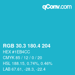 カラーコード: RGB 30.3 180.4 204 | qconv.com