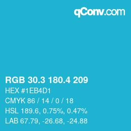 カラーコード: RGB 30.3 180.4 209 | qconv.com