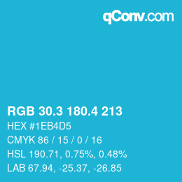 カラーコード: RGB 30.3 180.4 213 | qconv.com