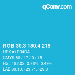 カラーコード: RGB 30.3 180.4 218 | qconv.com