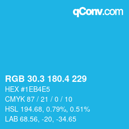 カラーコード: RGB 30.3 180.4 229 | qconv.com