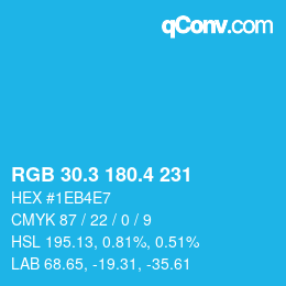 カラーコード: RGB 30.3 180.4 231 | qconv.com