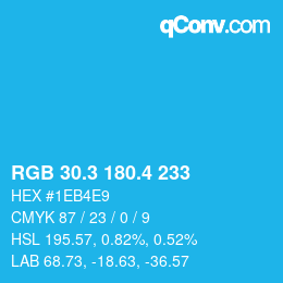 カラーコード: RGB 30.3 180.4 233 | qconv.com