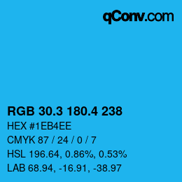 カラーコード: RGB 30.3 180.4 238 | qconv.com