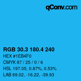 カラーコード: RGB 30.3 180.4 240 | qconv.com