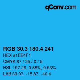 カラーコード: RGB 30.3 180.4 241 | qconv.com