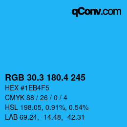 カラーコード: RGB 30.3 180.4 245 | qconv.com