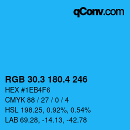 カラーコード: RGB 30.3 180.4 246 | qconv.com