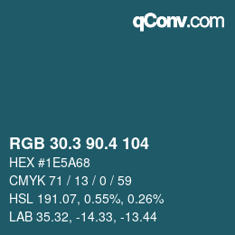 カラーコード: RGB 30.3 90.4 104 | qconv.com