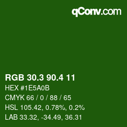 カラーコード: RGB 30.3 90.4 11 | qconv.com