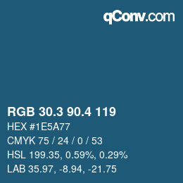 カラーコード: RGB 30.3 90.4 119 | qconv.com