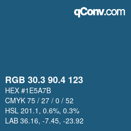カラーコード: RGB 30.3 90.4 123 | qconv.com