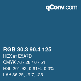 カラーコード: RGB 30.3 90.4 125 | qconv.com