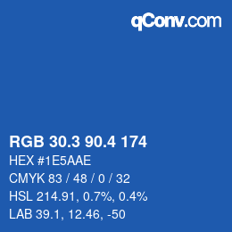 カラーコード: RGB 30.3 90.4 174 | qconv.com