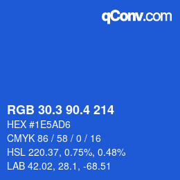 カラーコード: RGB 30.3 90.4 214 | qconv.com