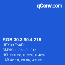 カラーコード: RGB 30.3 90.4 216 | qconv.com