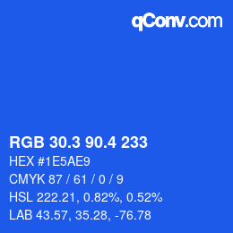 カラーコード: RGB 30.3 90.4 233 | qconv.com