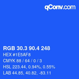 カラーコード: RGB 30.3 90.4 248 | qconv.com