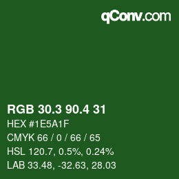 カラーコード: RGB 30.3 90.4 31 | qconv.com