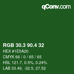 カラーコード: RGB 30.3 90.4 32 | qconv.com