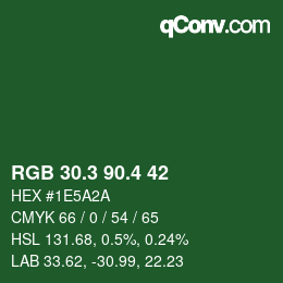 カラーコード: RGB 30.3 90.4 42 | qconv.com