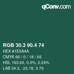 カラーコード: RGB 30.3 90.4 74 | qconv.com