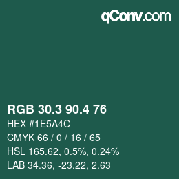 カラーコード: RGB 30.3 90.4 76 | qconv.com