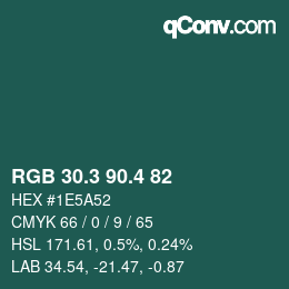 カラーコード: RGB 30.3 90.4 82 | qconv.com