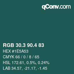 カラーコード: RGB 30.3 90.4 83 | qconv.com