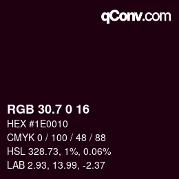 カラーコード: RGB 30.7 0 16 | qconv.com