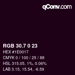 カラーコード: RGB 30.7 0 23 | qconv.com