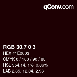 カラーコード: RGB 30.7 0 3 | qconv.com