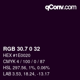 カラーコード: RGB 30.7 0 32 | qconv.com