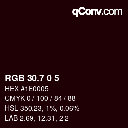 カラーコード: RGB 30.7 0 5 | qconv.com