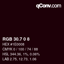カラーコード: RGB 30.7 0 8 | qconv.com