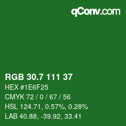 カラーコード: RGB 30.7 111 37 | qconv.com
