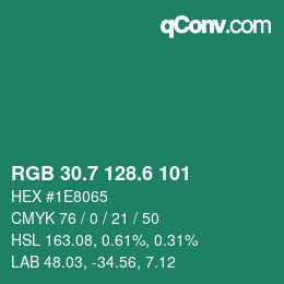 カラーコード: RGB 30.7 128.6 101 | qconv.com