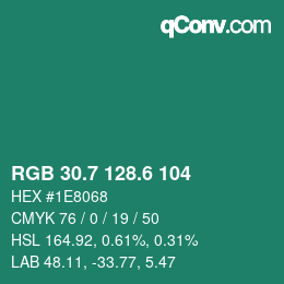 カラーコード: RGB 30.7 128.6 104 | qconv.com