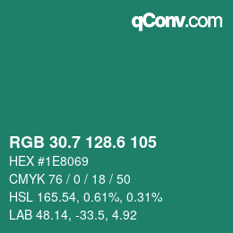 カラーコード: RGB 30.7 128.6 105 | qconv.com