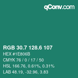 カラーコード: RGB 30.7 128.6 107 | qconv.com