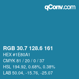 カラーコード: RGB 30.7 128.6 161 | qconv.com