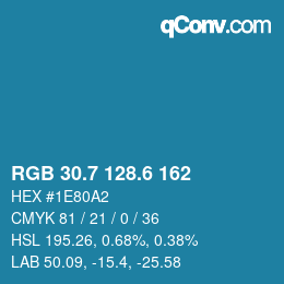 カラーコード: RGB 30.7 128.6 162 | qconv.com