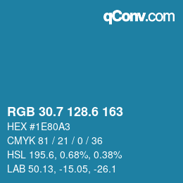 カラーコード: RGB 30.7 128.6 163 | qconv.com