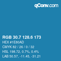 カラーコード: RGB 30.7 128.6 173 | qconv.com