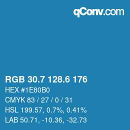カラーコード: RGB 30.7 128.6 176 | qconv.com