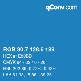 カラーコード: RGB 30.7 128.6 189 | qconv.com