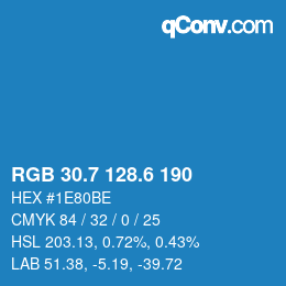 カラーコード: RGB 30.7 128.6 190 | qconv.com