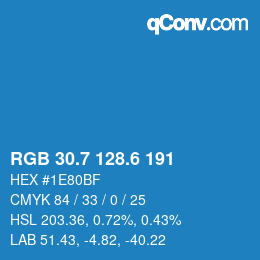カラーコード: RGB 30.7 128.6 191 | qconv.com