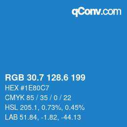 カラーコード: RGB 30.7 128.6 199 | qconv.com