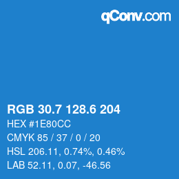 カラーコード: RGB 30.7 128.6 204 | qconv.com